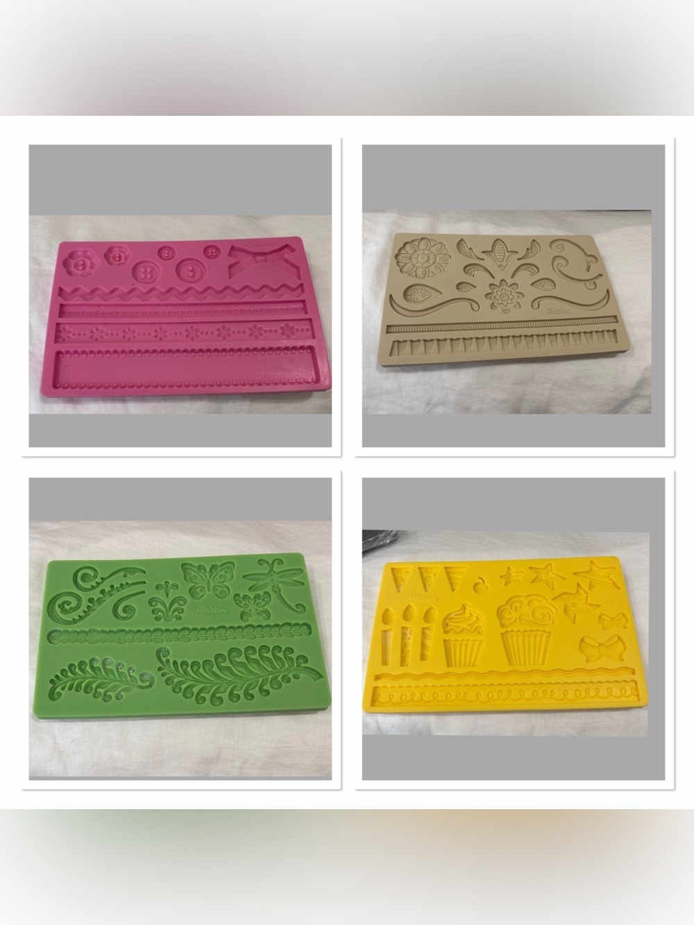 Wilton Silicone Decorating Mold Set in Pink, Beige, Green, and Yellow